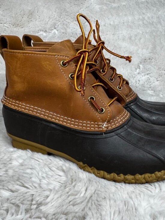 L.L. Bean Men\'s Duck Boots Brown Leather Rubber Made in USA Maine Size 10 M main image 6
